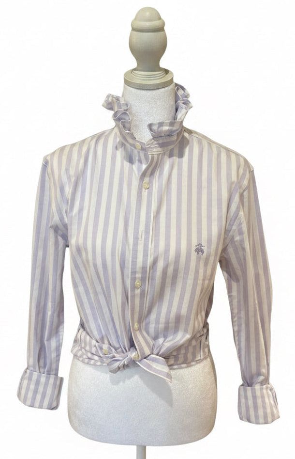 Brooks Brother lilac and white stripe Oxford cloth