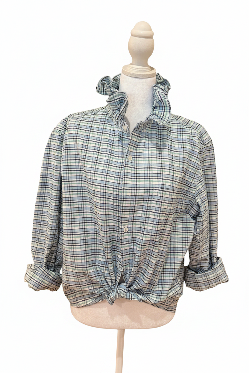 J.Crew Blue and Mint Plaid Shirt